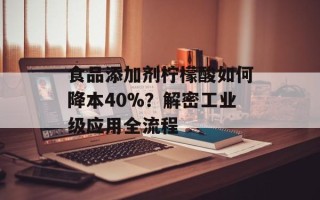 食品添加剂柠檬酸如何降本40%？解密工业级应用全流程