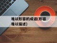 难以形容的成语(形容难以描述)