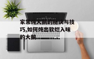 家常炖大鹅的秘诀与技巧,如何炖出软烂入味的大鹅
