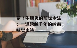 萝卜牛腩煲的前世今生：一道跨越千年的岭南味觉史诗