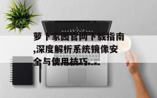 萝卜家园官网下载指南,深度解析系统镜像安全与使用技巧
