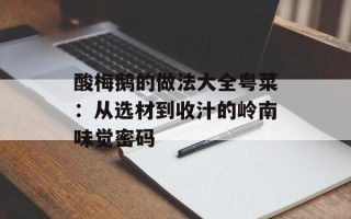 酸梅鹅的做法大全粤菜：从选材到收汁的岭南味觉密码