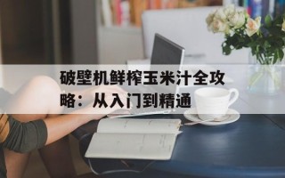 破壁机鲜榨玉米汁全攻略：从入门到精通