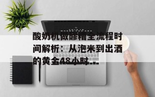 酸奶机做醪糟全流程时间解析：从泡米到出酒的黄金48小时