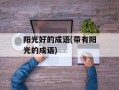阳光好的成语(带有阳光的成语)