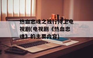 热血忠魂之独行侍卫电视剧(电视剧《热血忠魂》的主要内容)