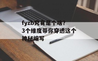 fyzb究竟是个啥？3个维度带你穿透这个神秘缩写