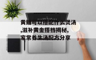 黄鳝可以搭配什么煲汤,滋补黄金搭档揭秘,家常养生汤配方分享