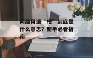 网络用语“梗”到底是什么意思？新手必看指南
