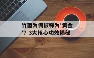 竹菌为何被称为'黄金'？3大核心功效揭秘