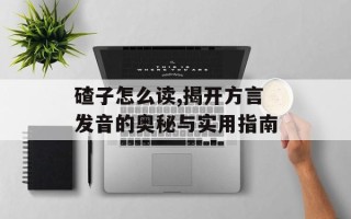 碴子怎么读,揭开方言发音的奥秘与实用指南