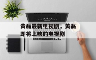黄磊最新电视剧，黄磊即将上映的电视剧