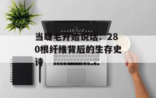 当睫毛开始说话：280根纤维背后的生存史诗