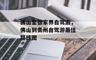 佛山至张家界自驾游，佛山到贵州自驾游最佳路线图