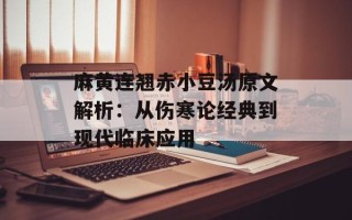 麻黄连翘赤小豆汤原文解析：从伤寒论经典到现代临床应用
