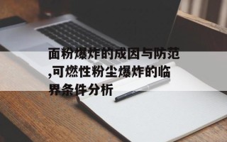 面粉爆炸的成因与防范,可燃性粉尘爆炸的临界条件分析