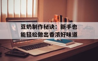豆奶制作秘诀：新手也能轻松做出香浓好味道