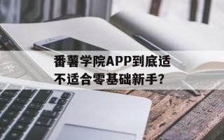 番薯学院APP到底适不适合零基础新手？