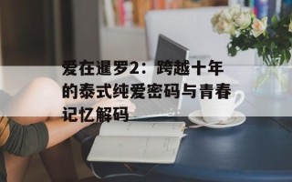 爱在暹罗2：跨越十年的泰式纯爱密码与青春记忆解码