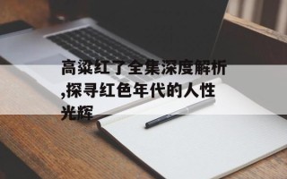 高粱红了全集深度解析,探寻红色年代的人性光辉