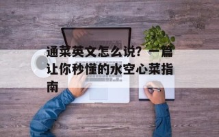 通菜英文怎么说？一篇让你秒懂的水空心菜指南