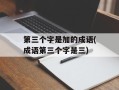 第三个字是加的成语(成语第三个字是三)