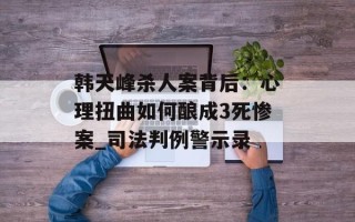 韩天峰杀人案背后：心理扭曲如何酿成3死惨案_司法判例警示录
