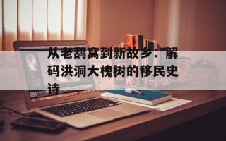从老鸹窝到新故乡：解码洪洞大槐树的移民史诗