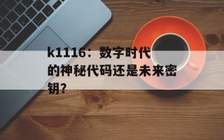 k1116：数字时代的神秘代码还是未来密钥？