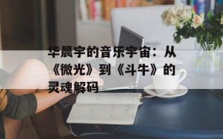 华晨宇的音乐宇宙：从《微光》到《斗牛》的灵魂解码