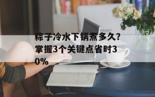粽子冷水下锅煮多久？掌握3个关键点省时30%