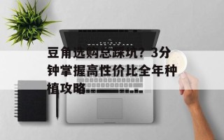 豆角选购总踩坑？3分钟掌握高性价比全年种植攻略