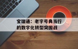宝瑞通：老字号典当行的数字化转型突围战