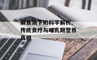 鲫鱼汤下奶科学解析,传统食疗与哺乳期营养真相
