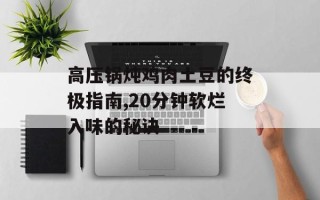 高压锅炖鸡肉土豆的终极指南,20分钟软烂入味的秘诀