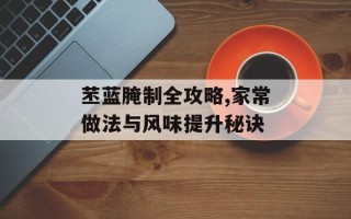 苤蓝腌制全攻略,家常做法与风味提升秘诀