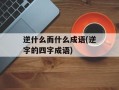逆什么而什么成语(逆字的四字成语)
