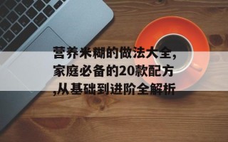 营养米糊的做法大全,家庭必备的20款配方,从基础到进阶全解析
