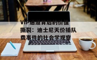 VIP通道背后的价值撕裂：迪士尼天价插队费事件的社会学观察