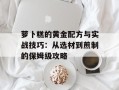 萝卜糕的黄金配方与实战技巧：从选材到煎制的保姆级攻略