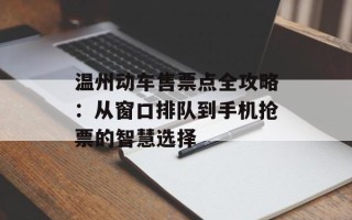 温州动车售票点全攻略：从窗口排队到手机抢票的智慧选择