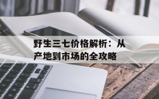 野生三七价格解析：从产地到市场的全攻略