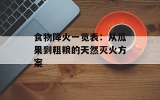 食物降火一览表：从瓜果到粗粮的天然灭火方案