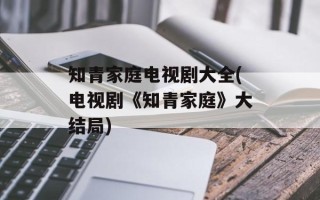 知青家庭电视剧大全(电视剧《知青家庭》大结局)